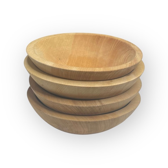 Vintage: Williams Sonoma 𖦹 Set of 4 Hand Carved Maple Salad Bowl 𖦹 - Picture 15 of 17